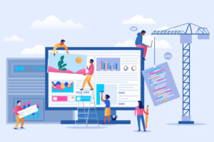 Under construction landing page Professional team working on the project with teamwork Maintenance page 404 error UI mobile application concept vector illustration | Marketing Direction | Digital Marketing Agency | Tampa - St Pete FL