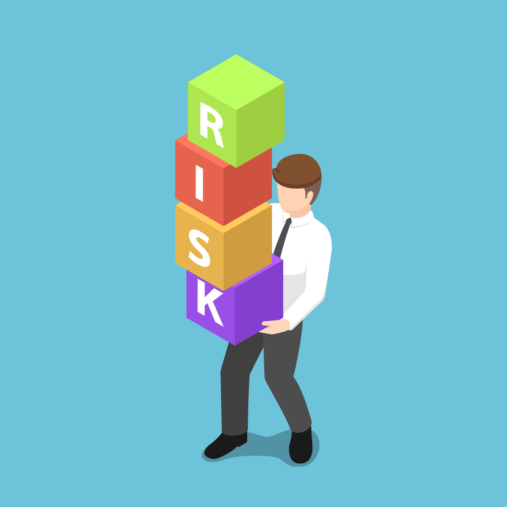 Isometric business trying to balance risk block | Marketing Direction | Digital Marketing Agency | Tampa - St Pete FL