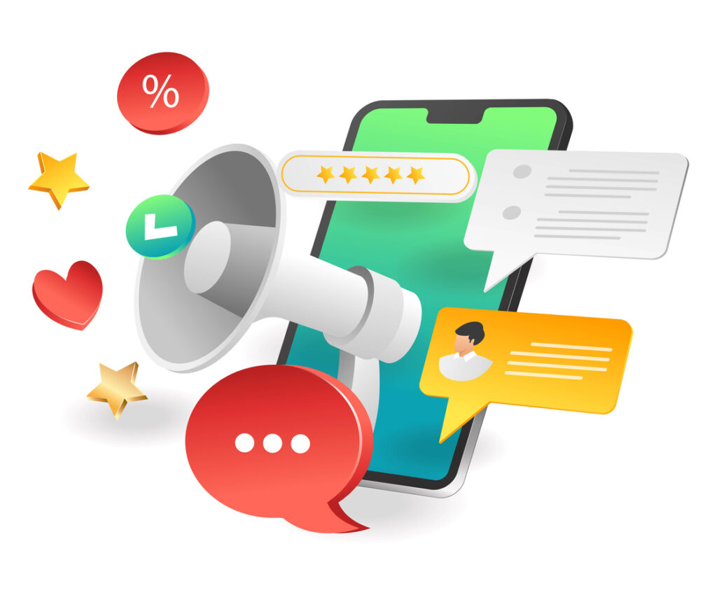 Flat isometric concept illustration digital marketing strategy campaign | Marketing Direction | Digital Marketing Agency | Tampa - St Pete FL